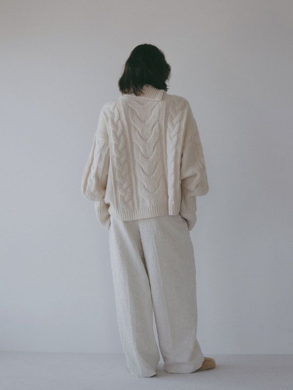 コットンジャガードカーブパンツ （OFF WHITE)