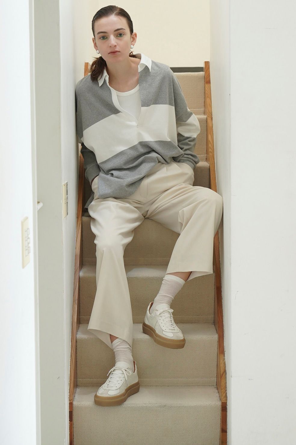 ベーシック -タック パンツ - BASIC TUCK PANTS - IVORY