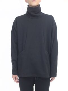 綿裏毛 タートル プルオーバー  - BLACK
