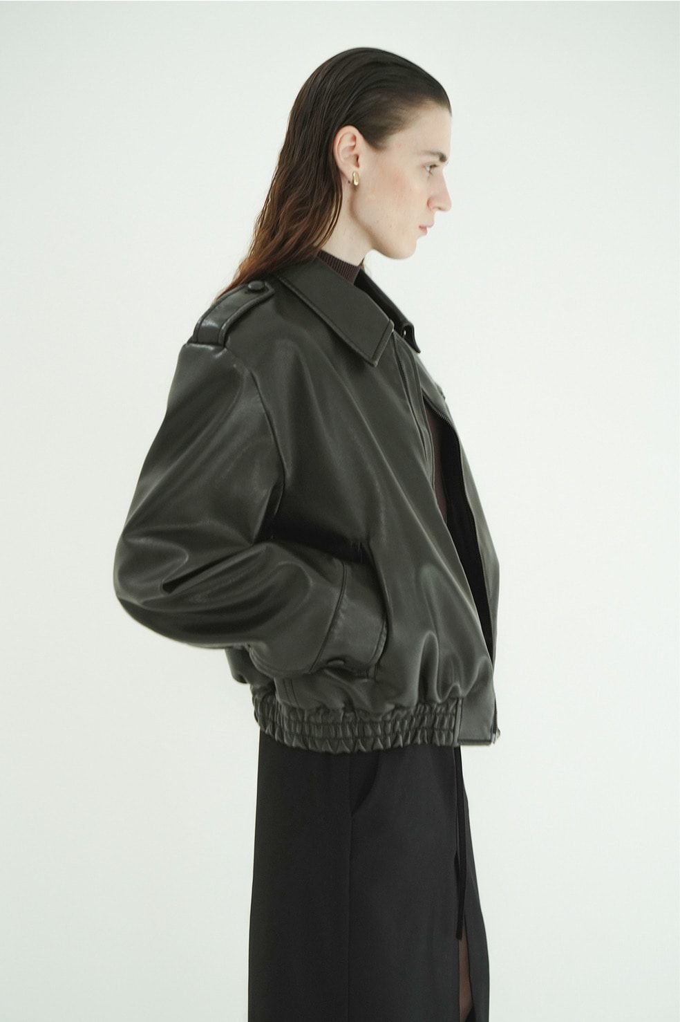 バルキーラインシングルレザージャケット - BULKY LINE SINGLE LEATHER JACKET (BLACK)