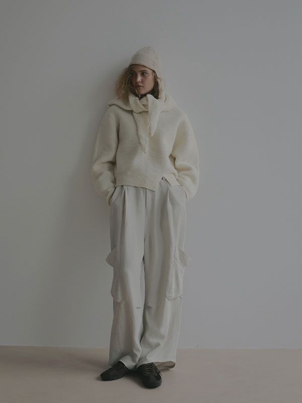 バンピーストールニットプルオーバー（ホワイト）