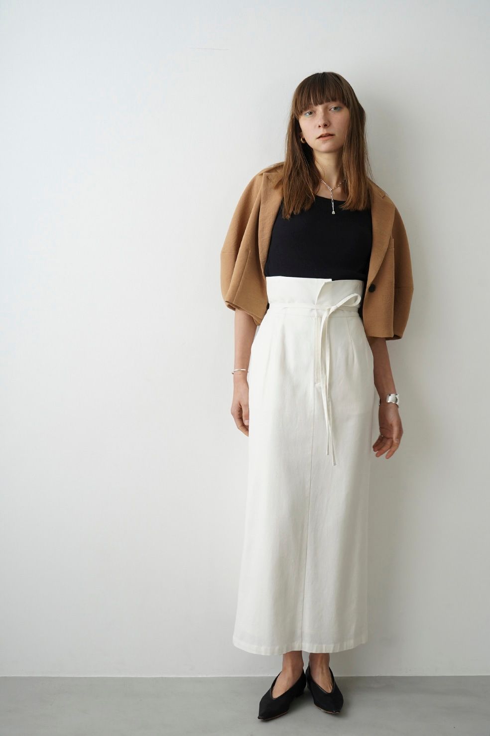 CLANE - ハイウエストストレートスカート - 2WAY FOLD STRAIGHT SKIRT - WHITE | ADDICT WEB SHOP