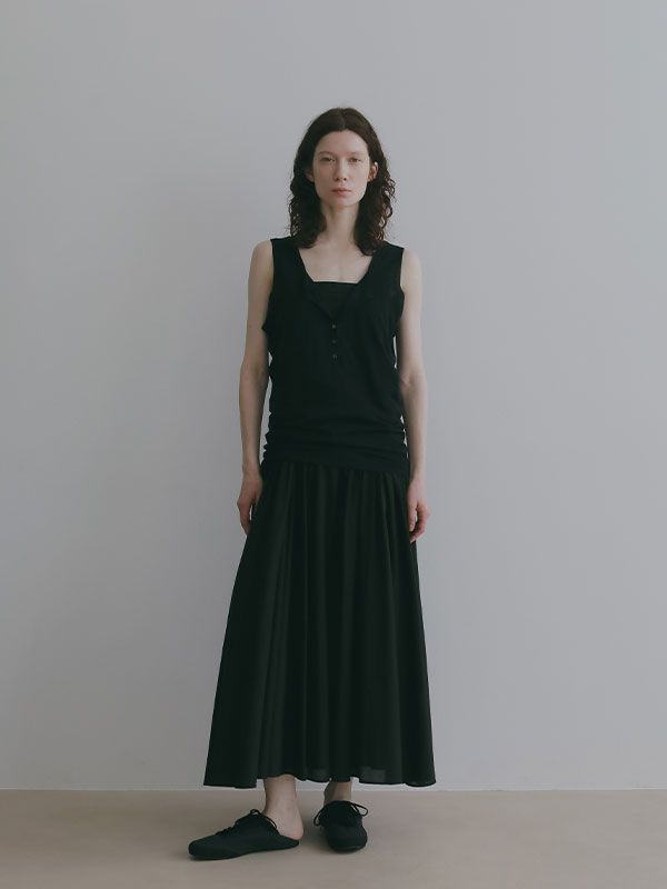 レースコットンキャミワンピース （BLACK)