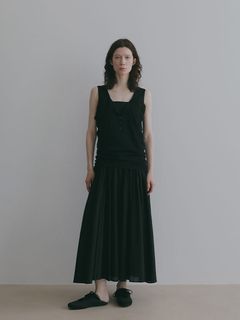 レースコットンキャミワンピース （BLACK)