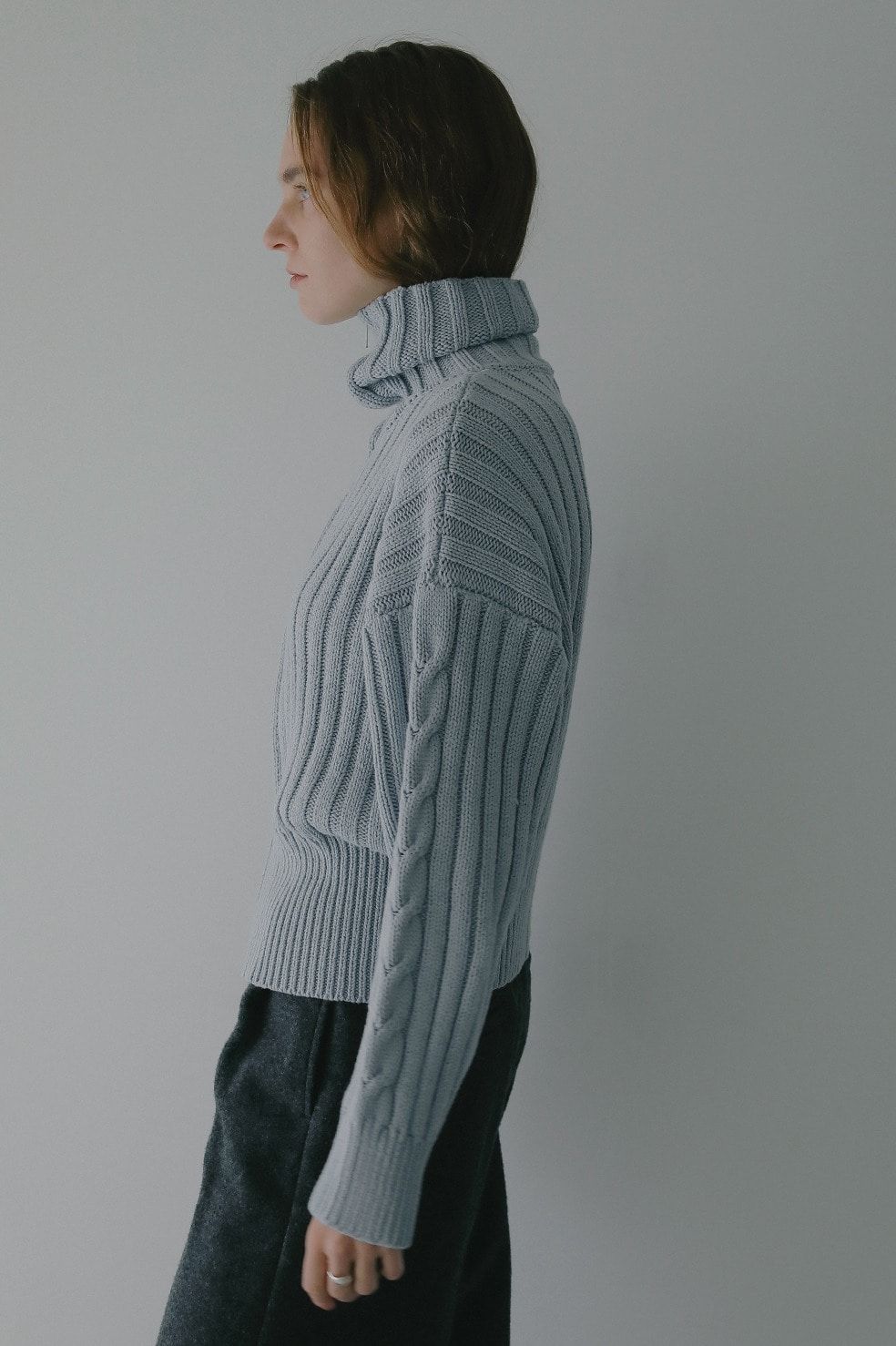 コットンリブニットブルゾン - COTTON RIBKNIT BLOUSON (BLUE)