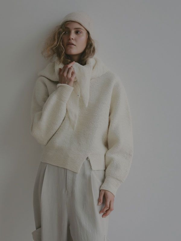 バンピーストールニットプルオーバー（ホワイト）