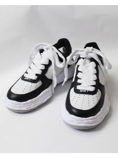 "WAYNE" OG Sole LEATHER Low-top Sneaker - BLACK×WHITE