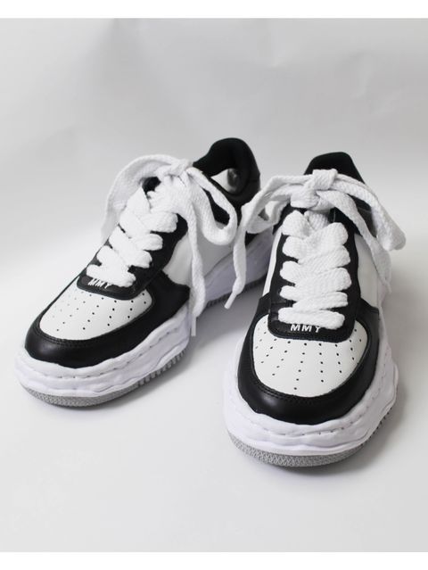 "WAYNE" OG Sole LEATHER Low-top Sneaker - BLACK×WHITE
