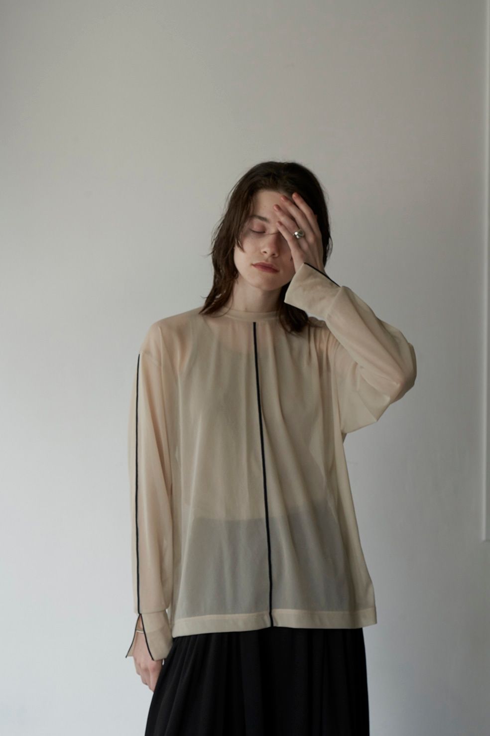 CLANE - LINE SHEER L/S TOPS - IVORY | ADDICT WEB SHOP