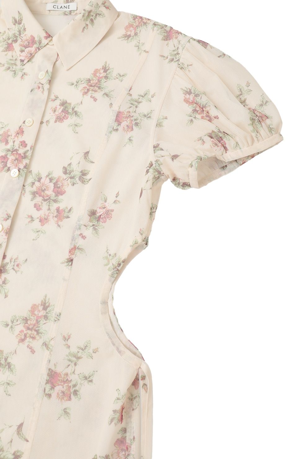 チュールフローラルシャツ - FLOWER SIDE HOLE SHIRTS (BEIGE)