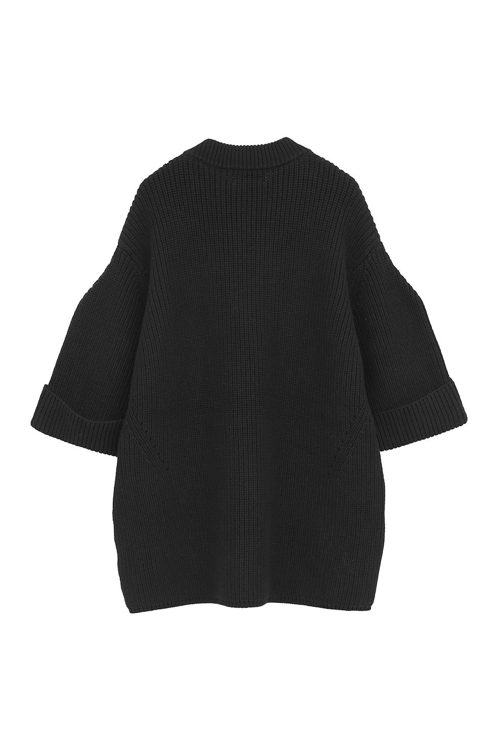 ニットトップス - OVER HALF SLEEVE KNIT TOPS (BLACK)
