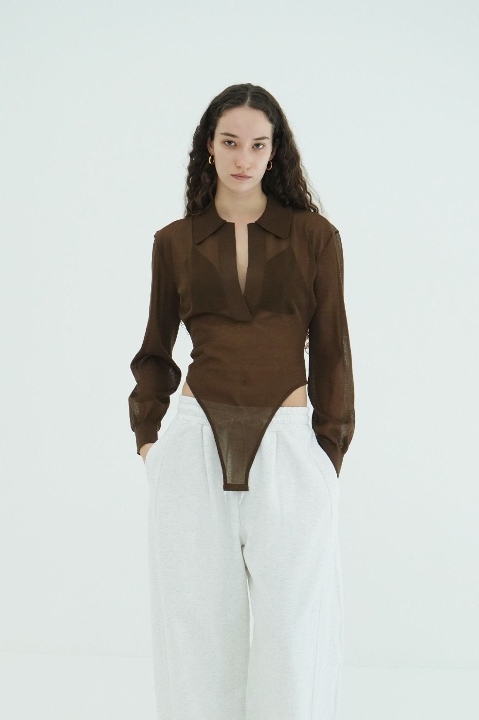 スキッパー ニット ボディスーツ - SKIPPER KNIT BODYSUITS (BROWN)