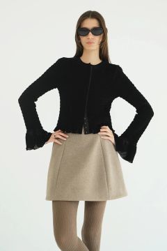シャーリング デザイン ブラウス - SHIRRING DESIGN BLOUSE (BLACK)