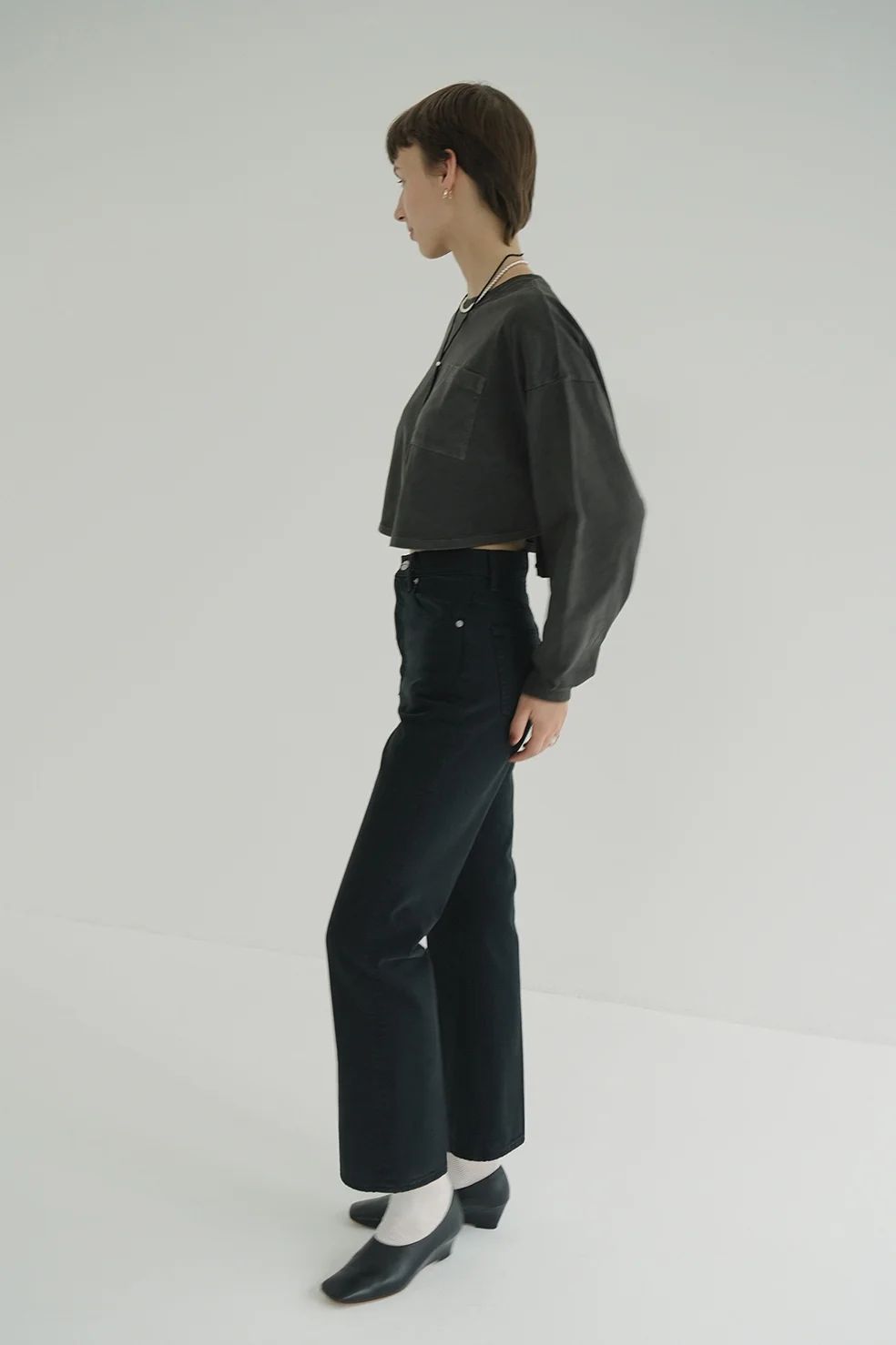 ピグメントショートトップス  -  PIGMENT SHORT TOPS (CHARCOAL GRAY)