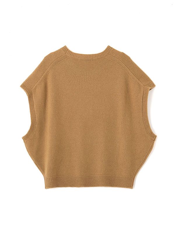 ウールカシミヤスリーブレスニットプルオーバー (CAMEL)