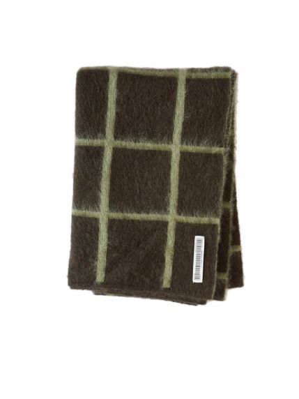 ジャガードチェックストール -  JACQUARD CHECK KNIT STOLE GREEN