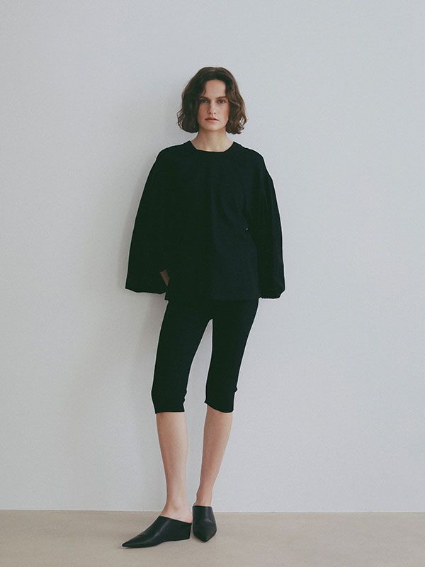 ボリュームスリーブ2wayトップス (BLACK)