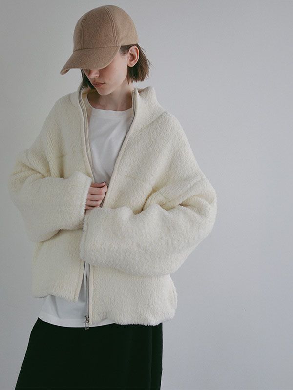 ボンディングニットフリースブルゾン （OFF WHITE)