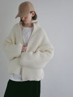 ボンディングニットフリースブルゾン （OFF WHITE)