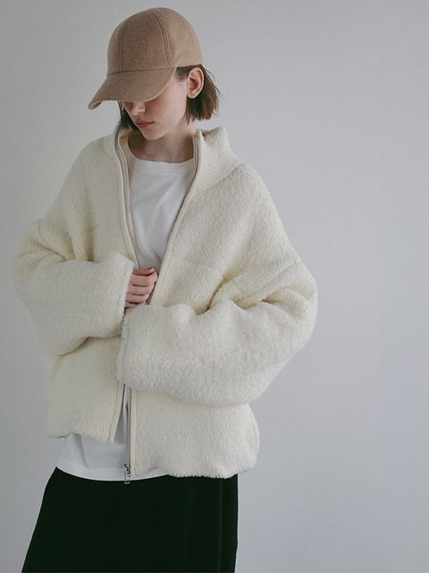 ボンディングニットフリースブルゾン （OFF WHITE)