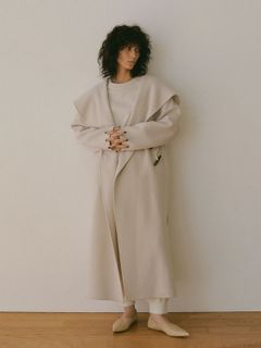 フーディーリバーダッフルコート - GREIGE