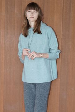 ハイネックフードニットトップス - H/N KNIT HOODIE - BLUE
