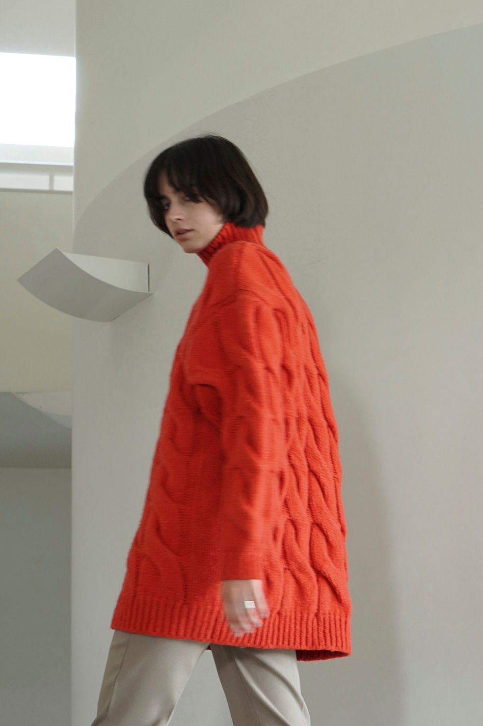 ビッグケーブル オーバーニット トップス - BIG CABLE OVER KNIT TOPS - RED