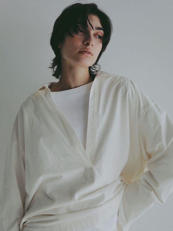 コットンシルクスキッパーシャツ - OFF WHITE