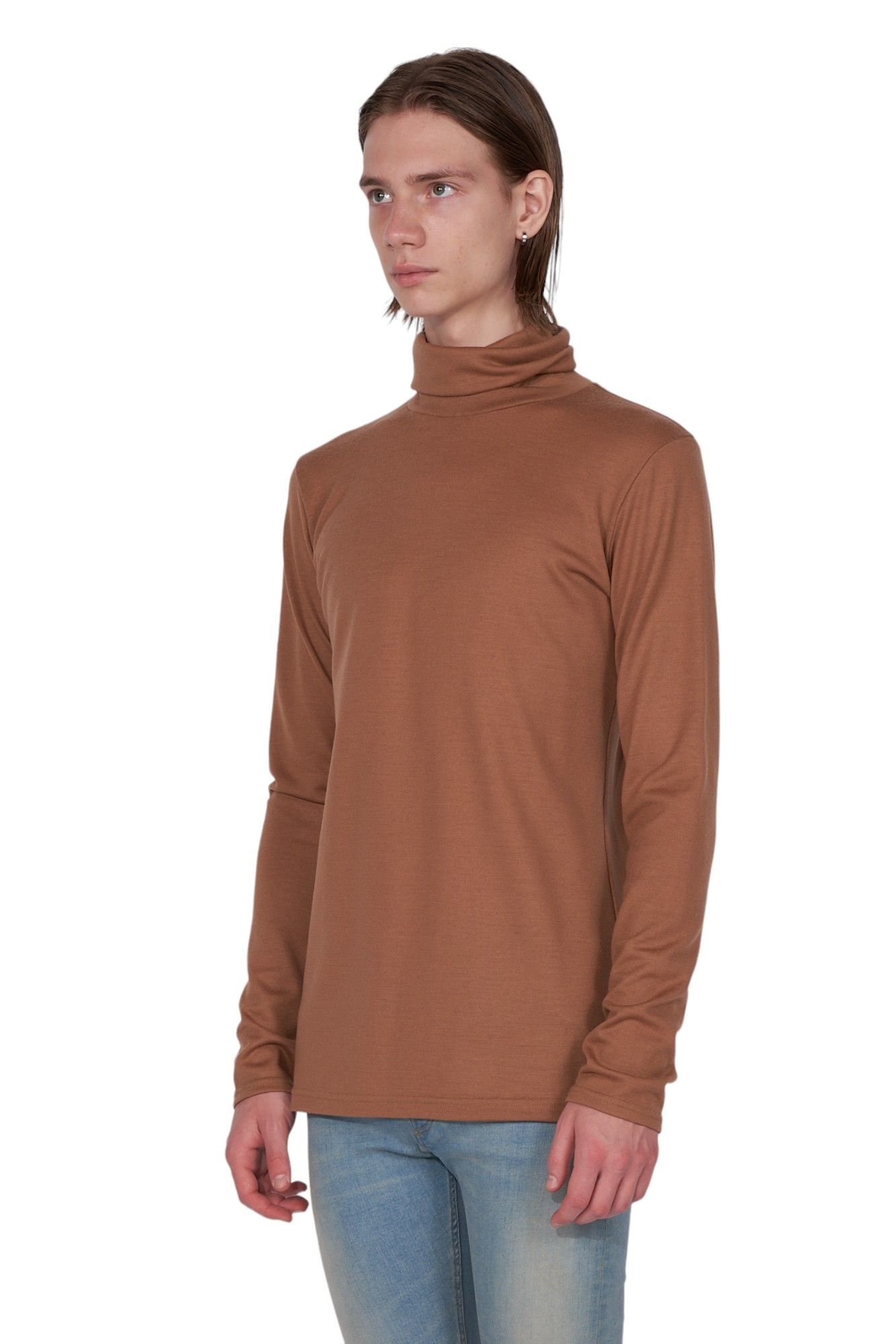 ウォッシャブル ウール タートルネック カットソー - Washable Wool Turtle Neck - CAMEL