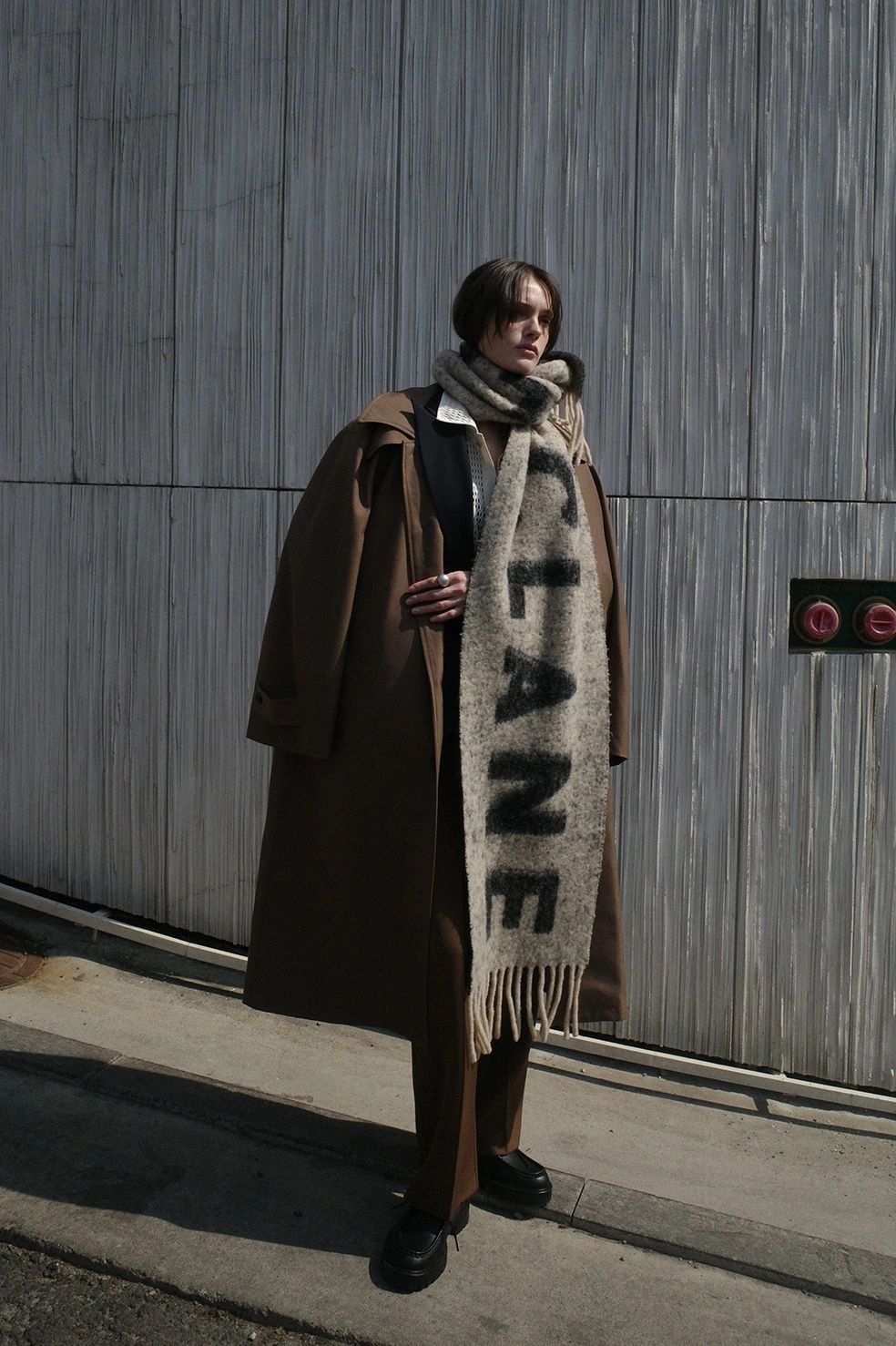 ステンカラーコート - BULKY LINE STAIN COAT (BROWN)