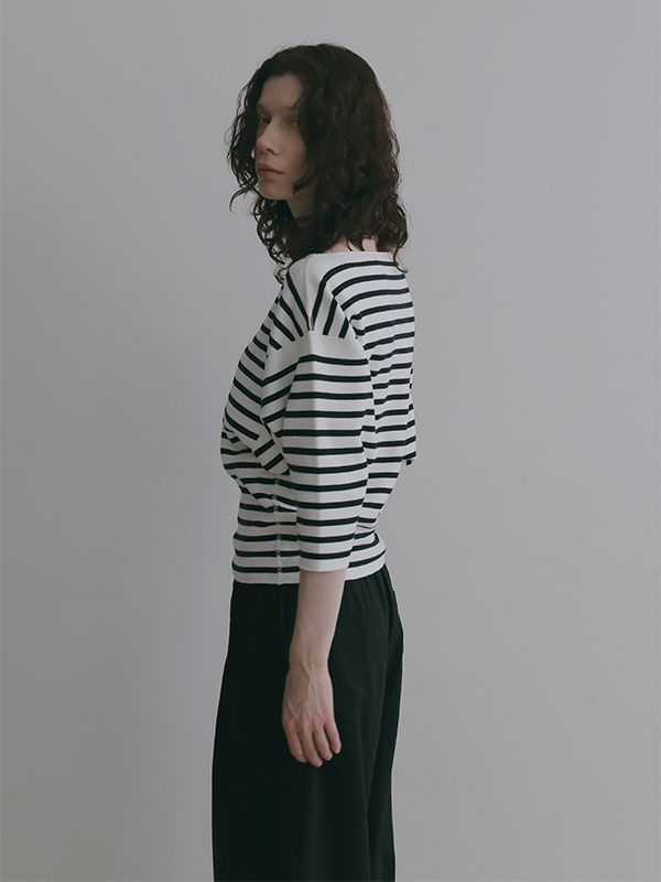 ボートネックニットプルオーバー （NAVY)