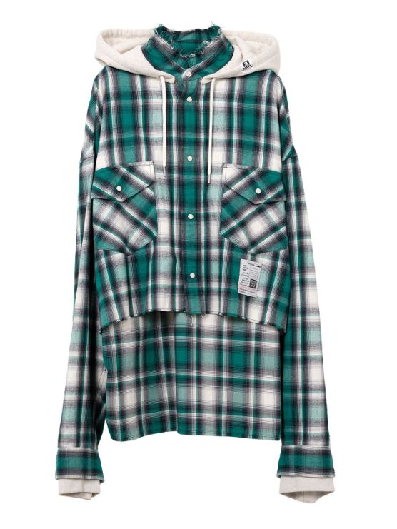 【レディース】フードコンバインドチェックシャツ | Hoodie Combine Checkered Shirt