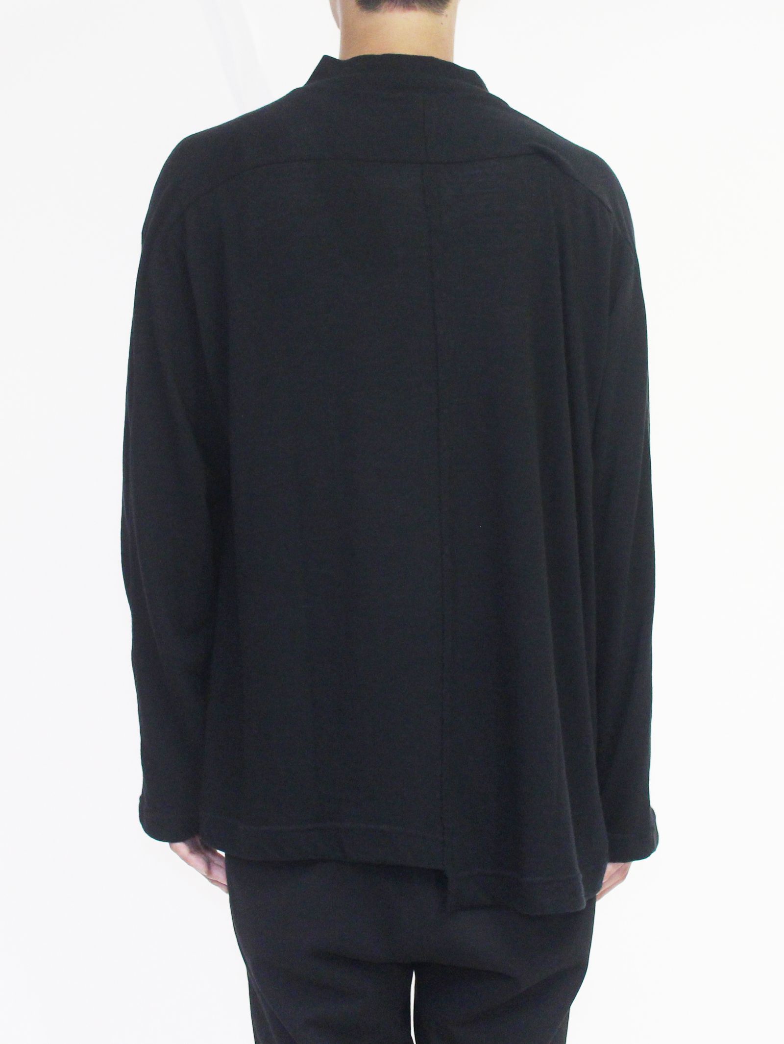 綿ウール天竺ハイネック長袖カットソー - BLACK