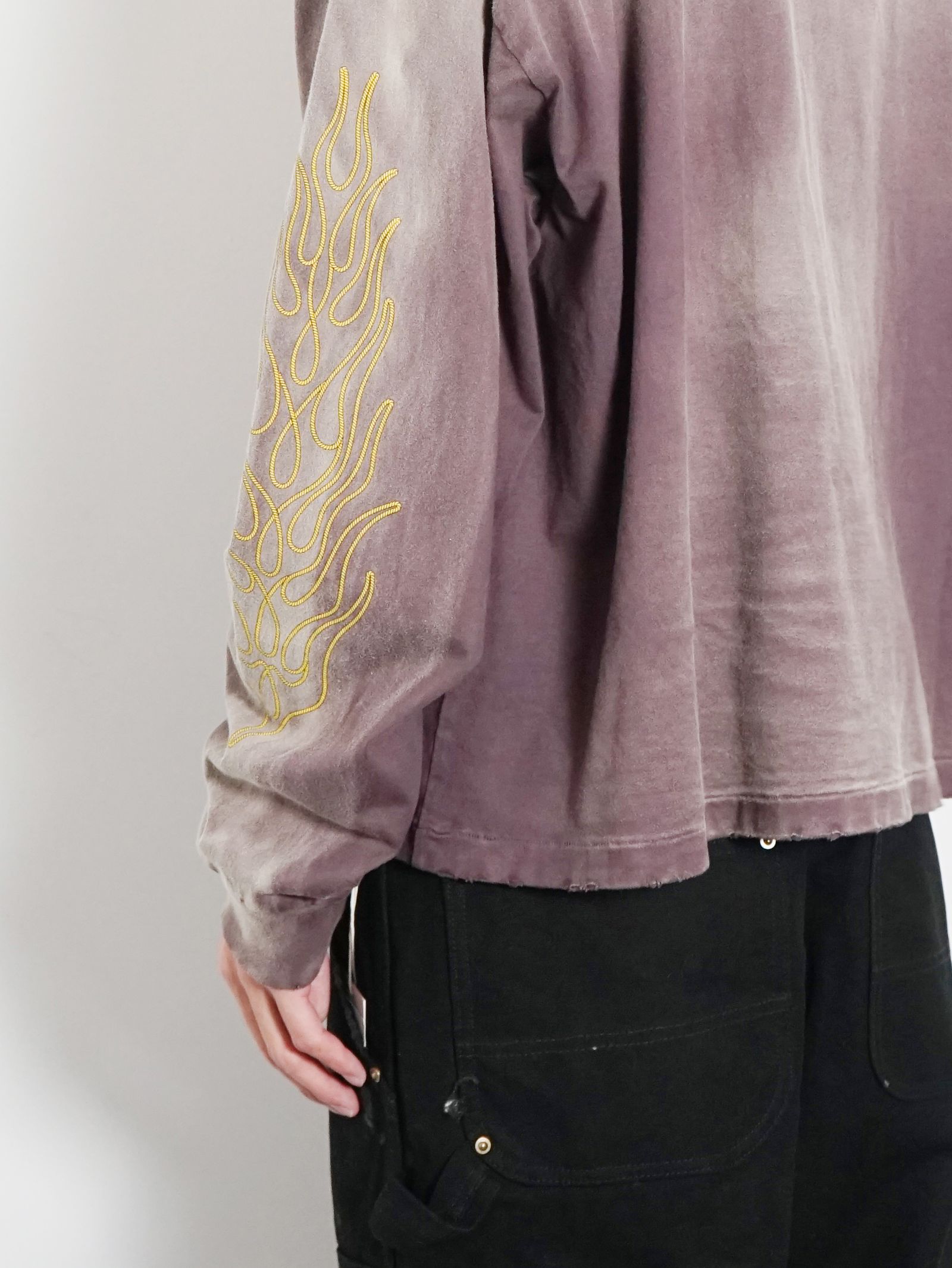 ロープ ブリーチド ロングスリーブ Tシャツ -  "ROPE" BREACHED L/S TEE -  BROWN