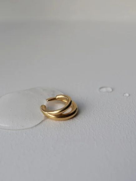 ダブルラインイヤーカフ GOLD ゴールド シンプル デザイン ユニセックス アクセサリー