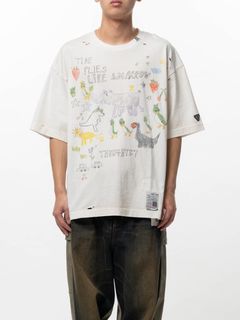 キッズドゥードゥルプリントTシャツ - Kids Doodle Printed T-shirt （WHITE)
