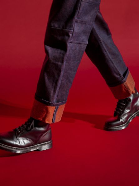 PRINTED PAINTER PANTS -  ORANGE INDIGO