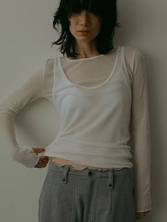シアーテレコレイヤードロンTee - WHITE