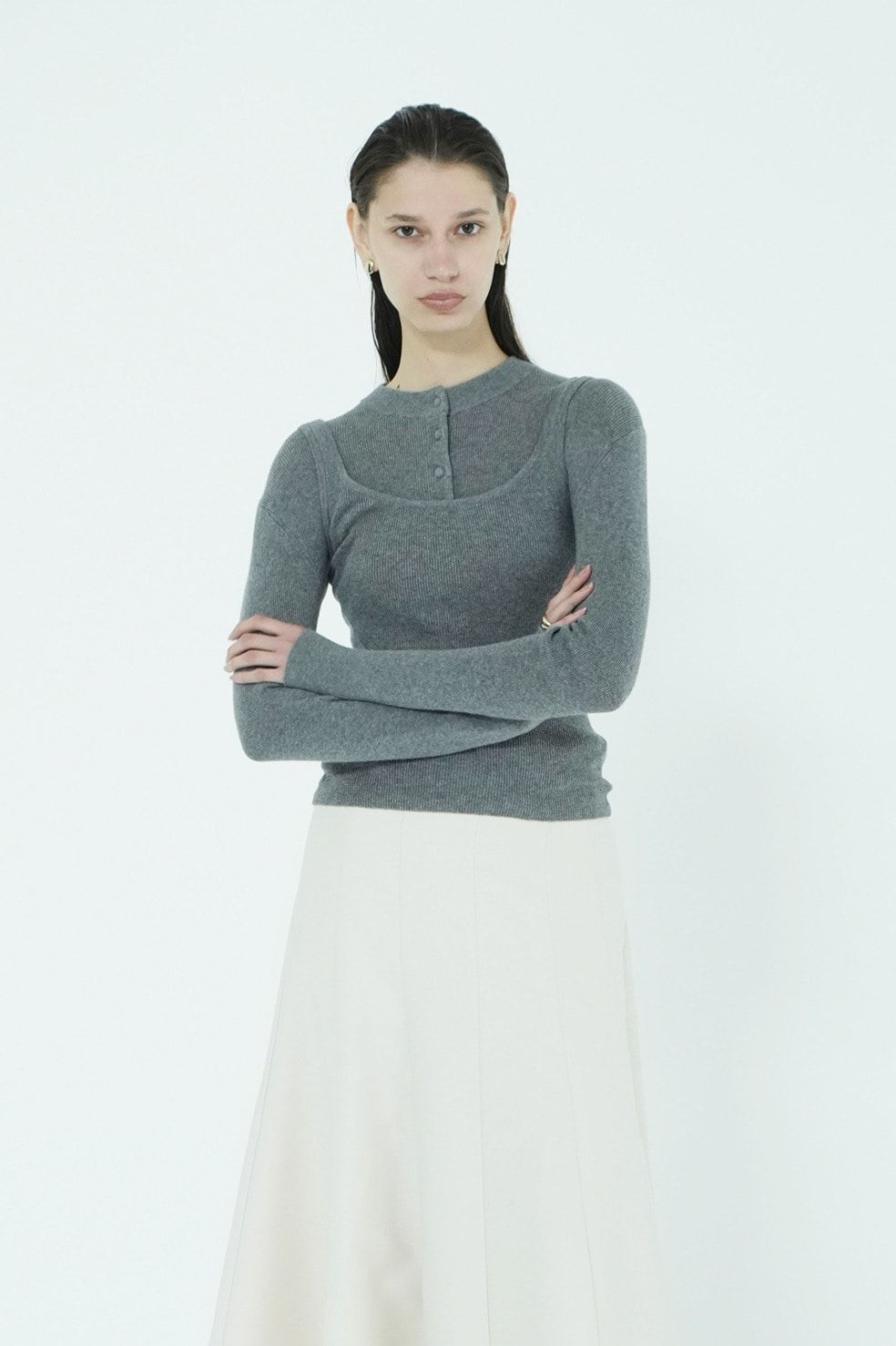 ニットカーディガン×タンクトップ セット -  BUTTON CARDIGAN TANK SET (MIX)