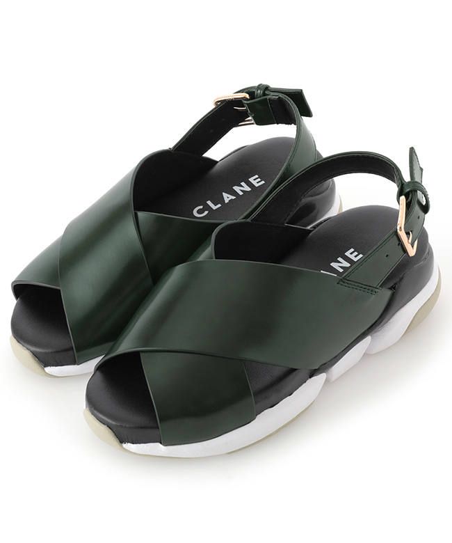 CLANE - ORPHIC×CLANE ‐クロスデザインサンダル GREEN | ADDICT WEB SHOP