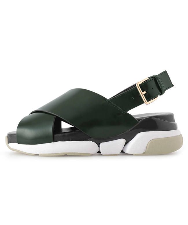 CLANE - ORPHIC×CLANE ‐クロスデザインサンダル GREEN | ADDICT WEB SHOP