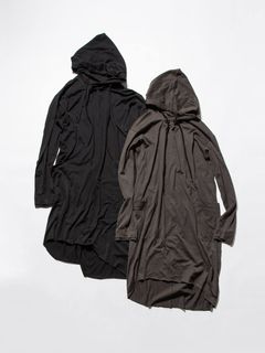 スーピマコットンロングフーディー - BLACK