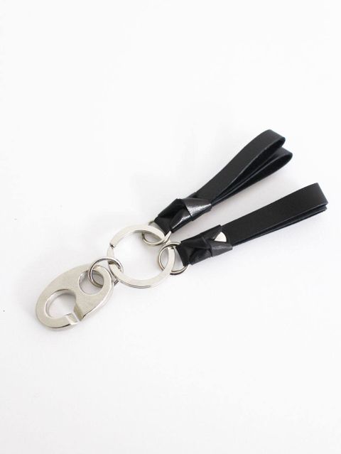 レザーキーホルダー - KEY HOLDER SILVER ×BLACK