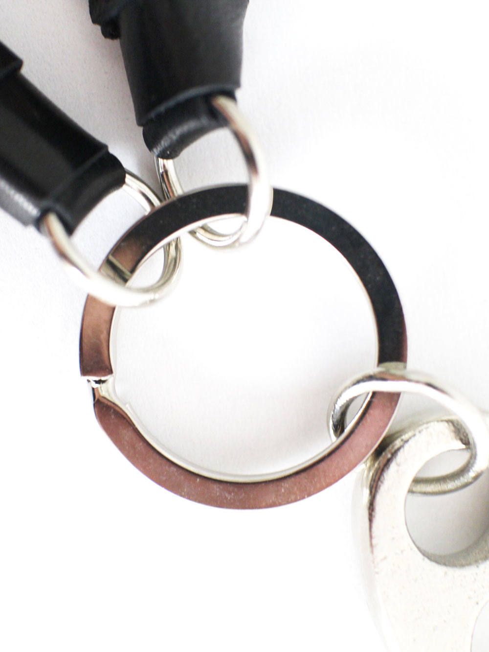 レザーキーホルダー - KEY HOLDER SILVER ×BLACK