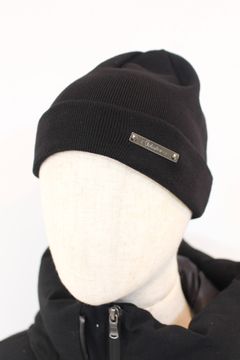 ウールリブニットキャップ - BLACK