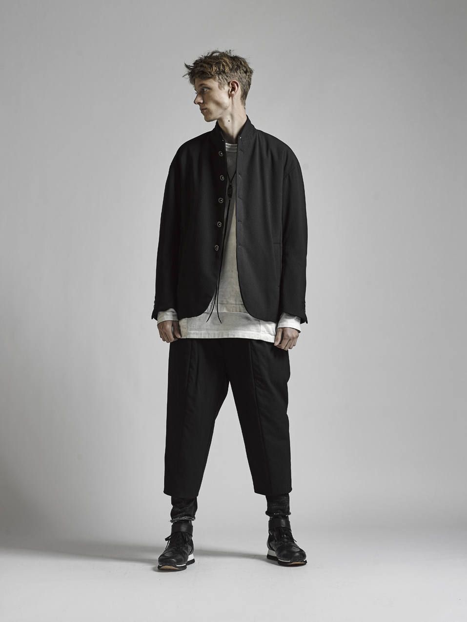 レザーコンビスニーカー - BLACK