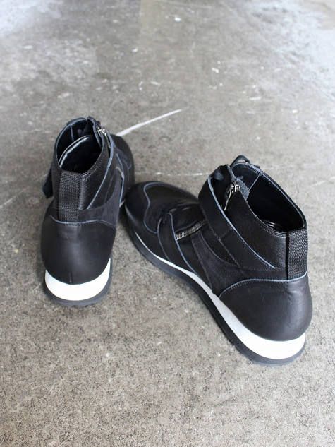 レザーコンビスニーカー - BLACK