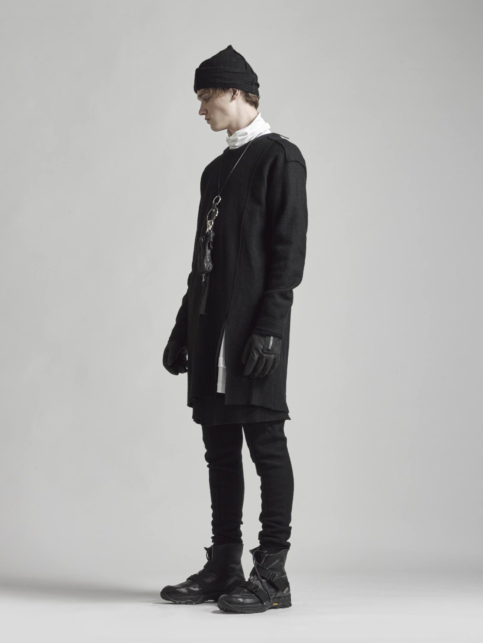 縮絨スカートパンツ - BLACK