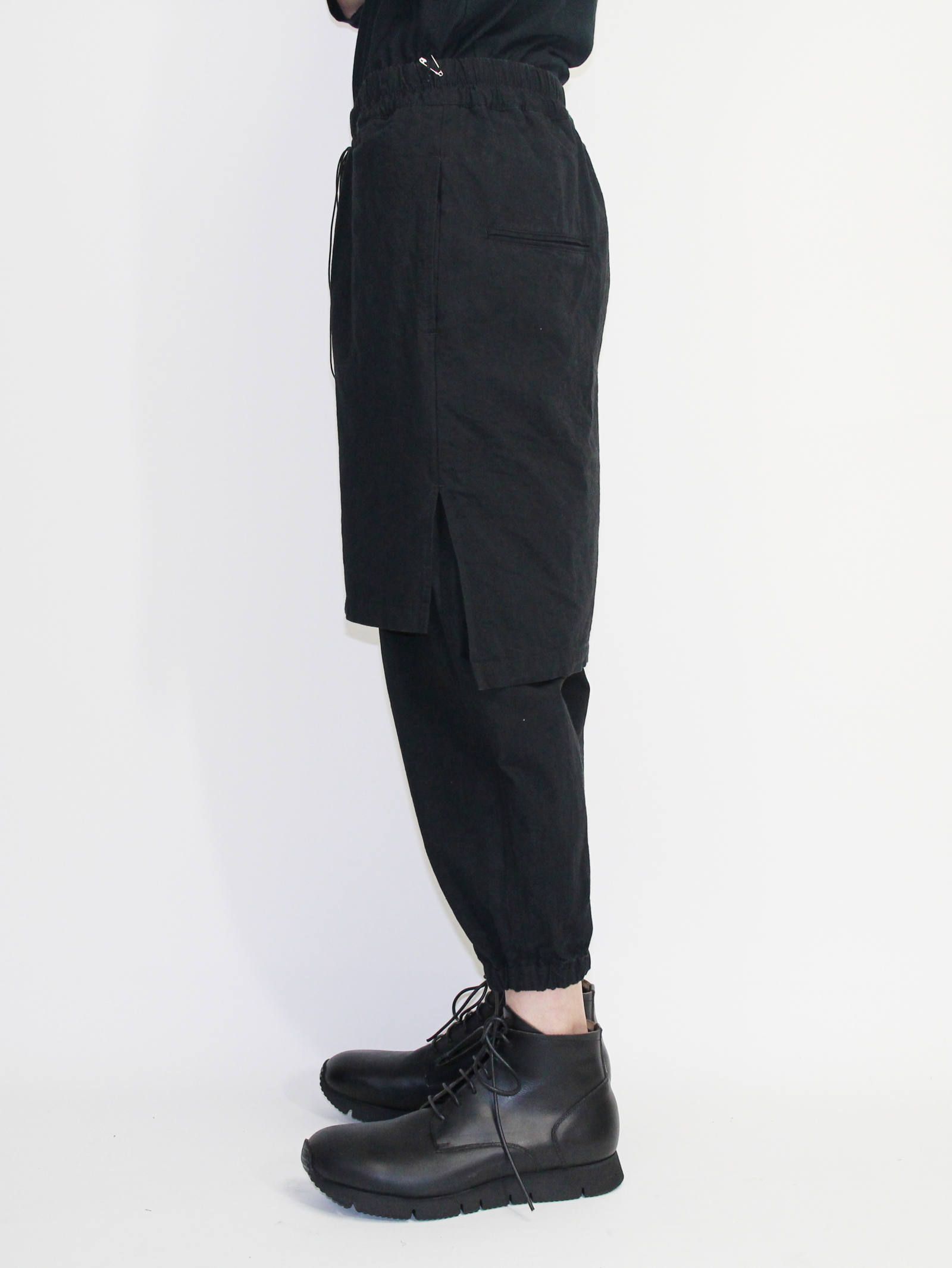 高密度ウェザースカートパンツ - BLACK