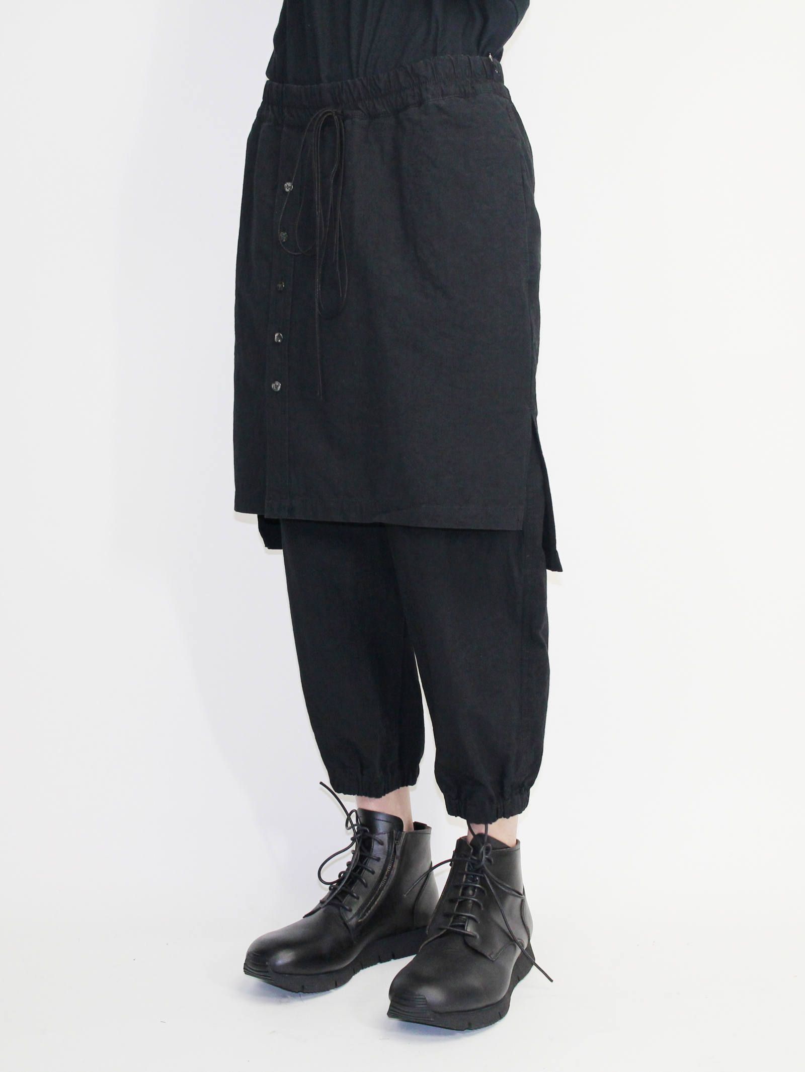 高密度ウェザースカートパンツ - BLACK